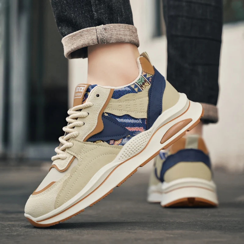 

2024 Winter Color Blocked Design Couple Street Men's Casual Sports Shoes Trendy Versatile Wear Resistant Anti Slip Men's Shoes