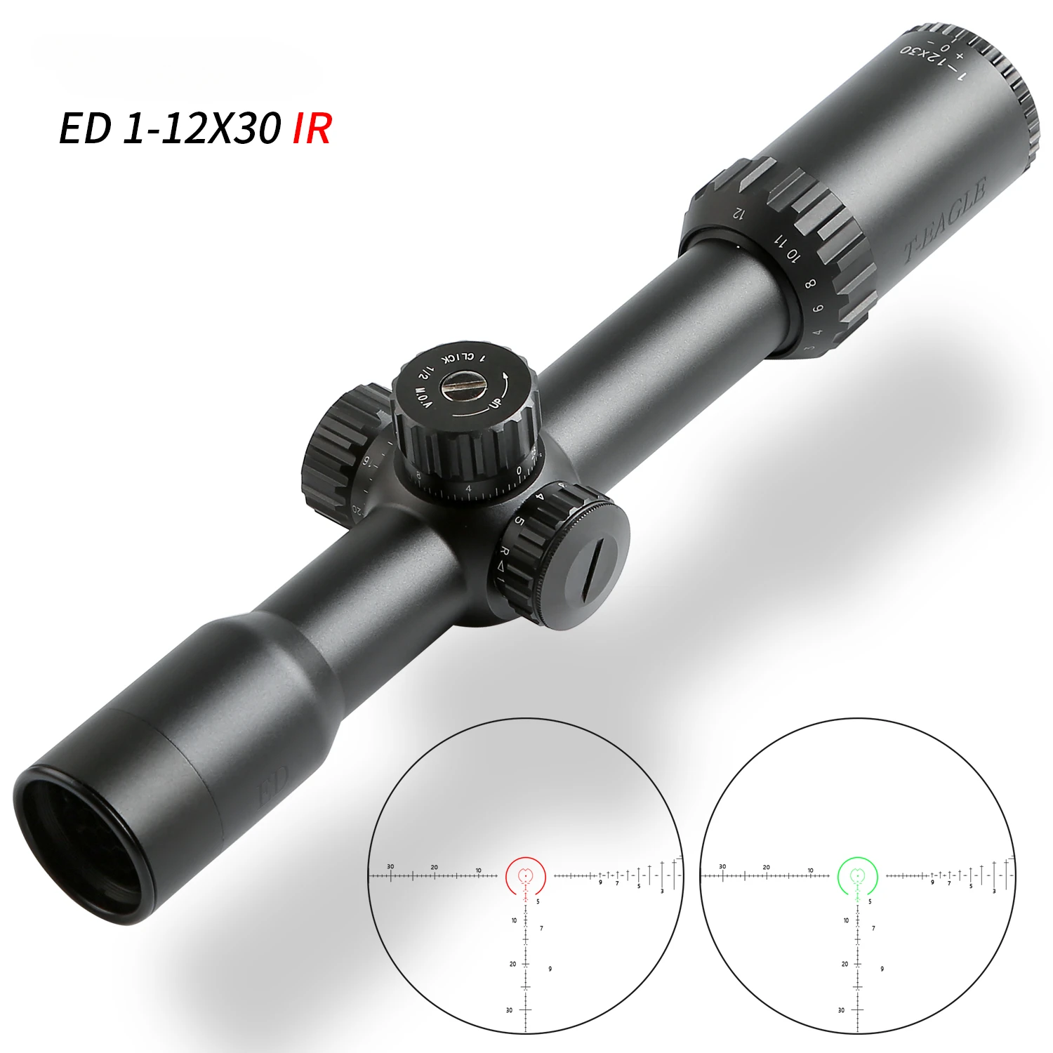 ED 1-12X30IR Spotting Scope for Rifle Hunting Riflescopes Tactical Glass Etched Reticle Optical Sights Fits .308