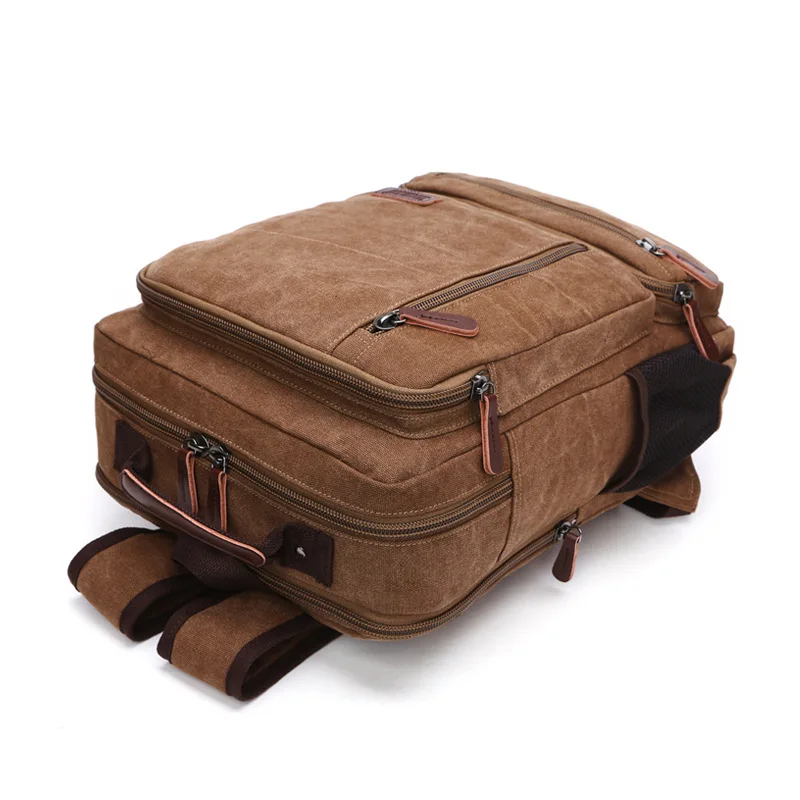 Men’s High Quality Canvas Backpack Fashionable Travel Student Laptop Bag Vintage Men’s Canvas Laptop Backpack Large Capacity Bag