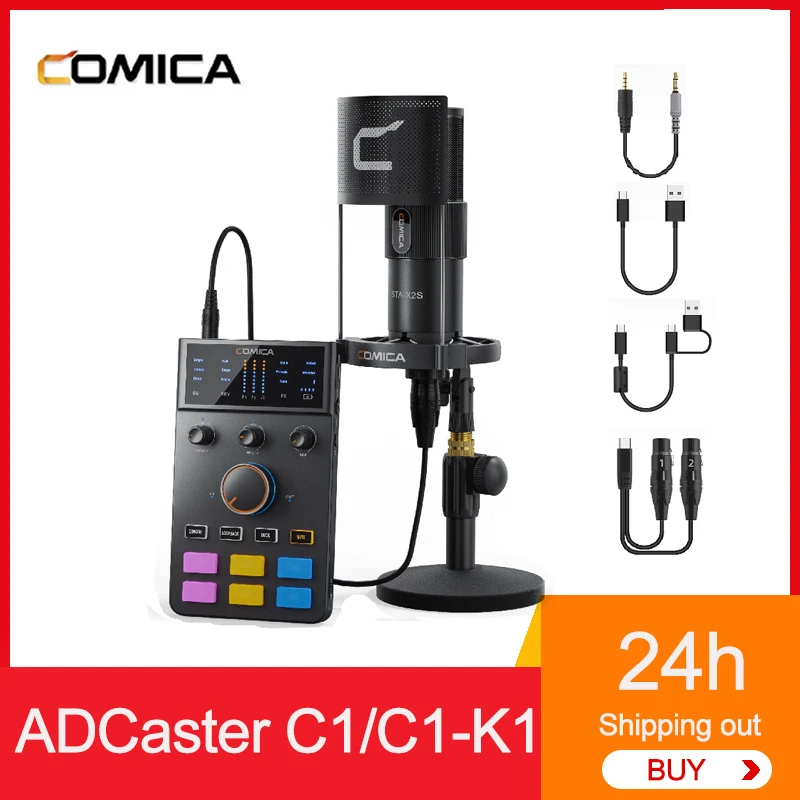 Comica ADCaster C1/C1-K1 Sound Card Kit with Voice Change Audio Interfaces Mixer Bluetooth-Compatible Connection for Gaming