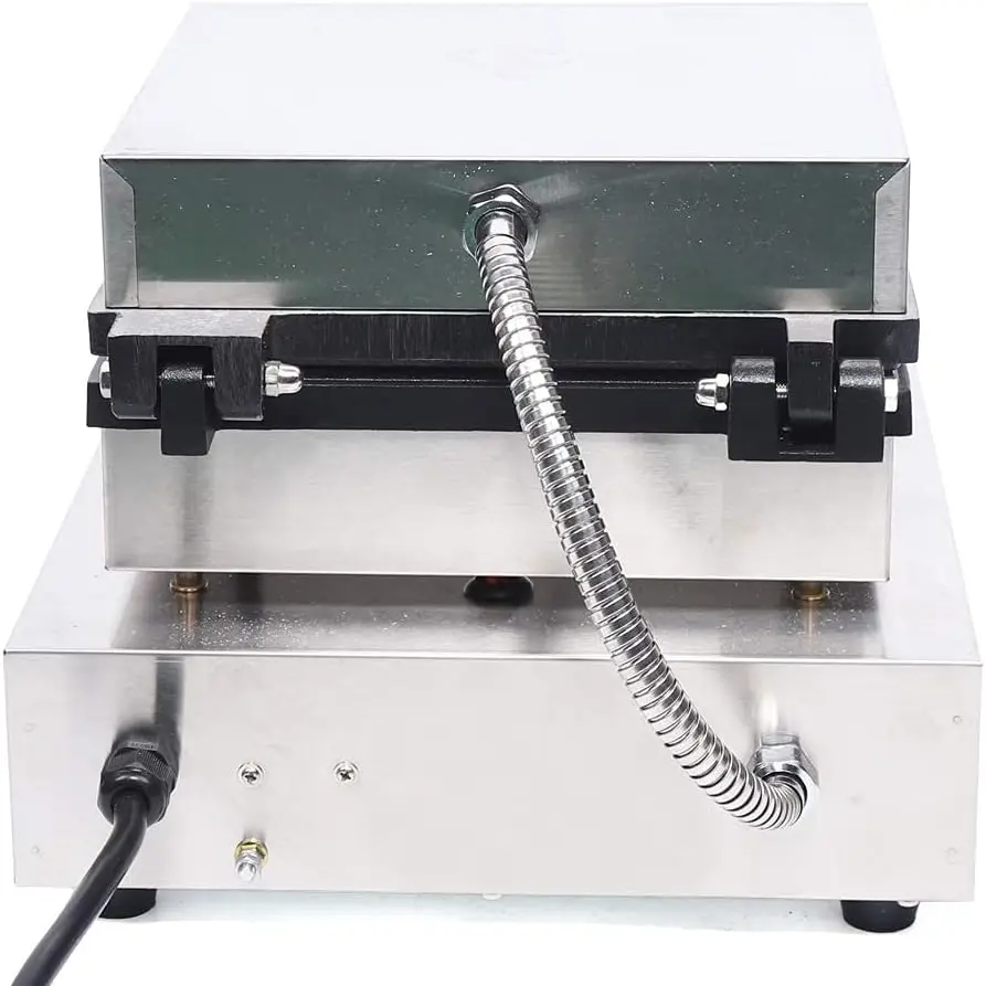 Kommerzielles Waffeleisen, 4 Stück, antihaftbeschichtet, 1750 W, elektrische Waffelmaschine, 110 V, Temperatur- und Zeitsteuerung, rechteckiges Waffeleisen, W