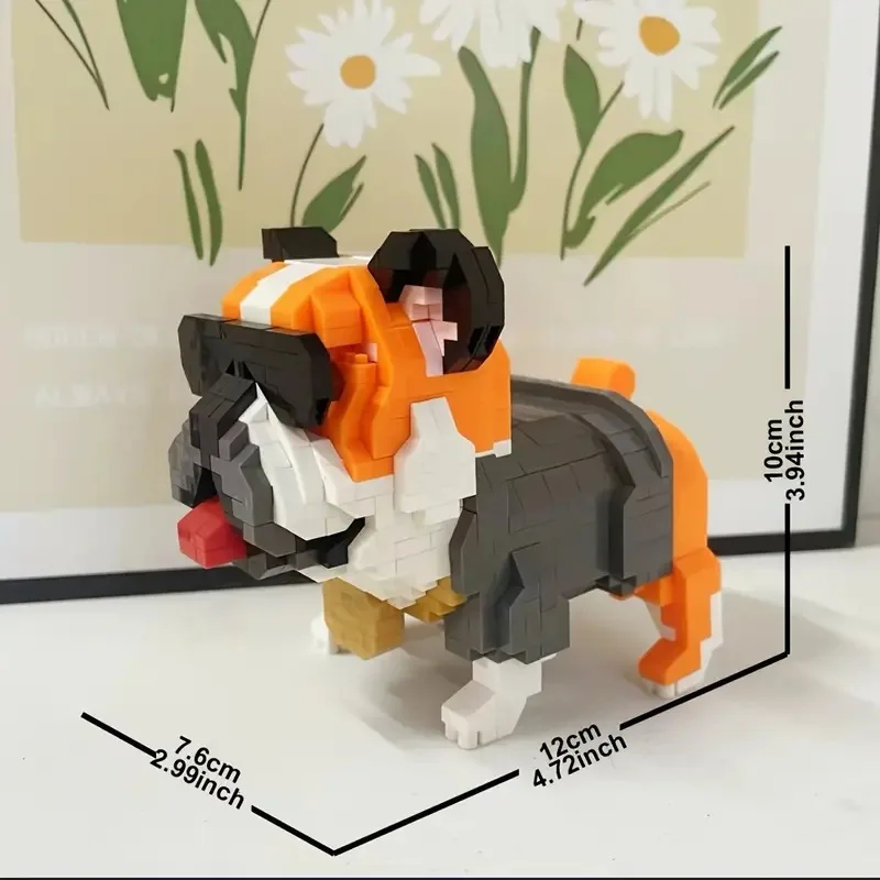 Pet Dog Micro Mini Building Blocks Bulldog Simulation Animal Puzzle Brick For Children's Gifts Desktop Decor Educational Toy