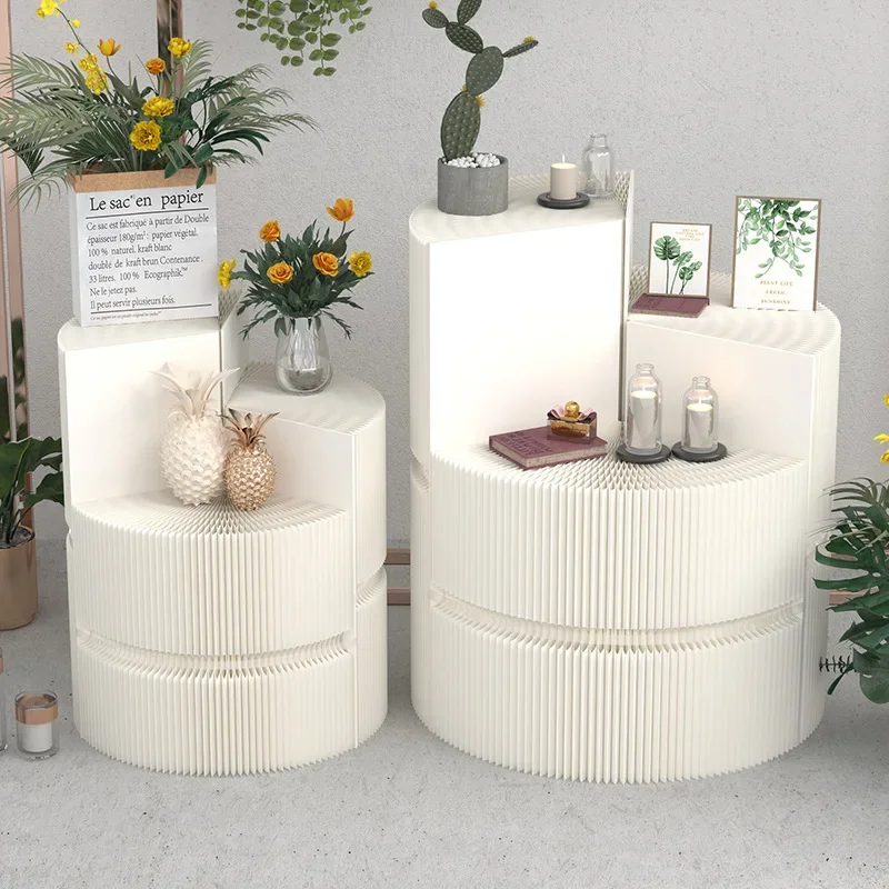 Multifunctional exhibition paper cylinder booth stand case ladder display case display stand dessert table