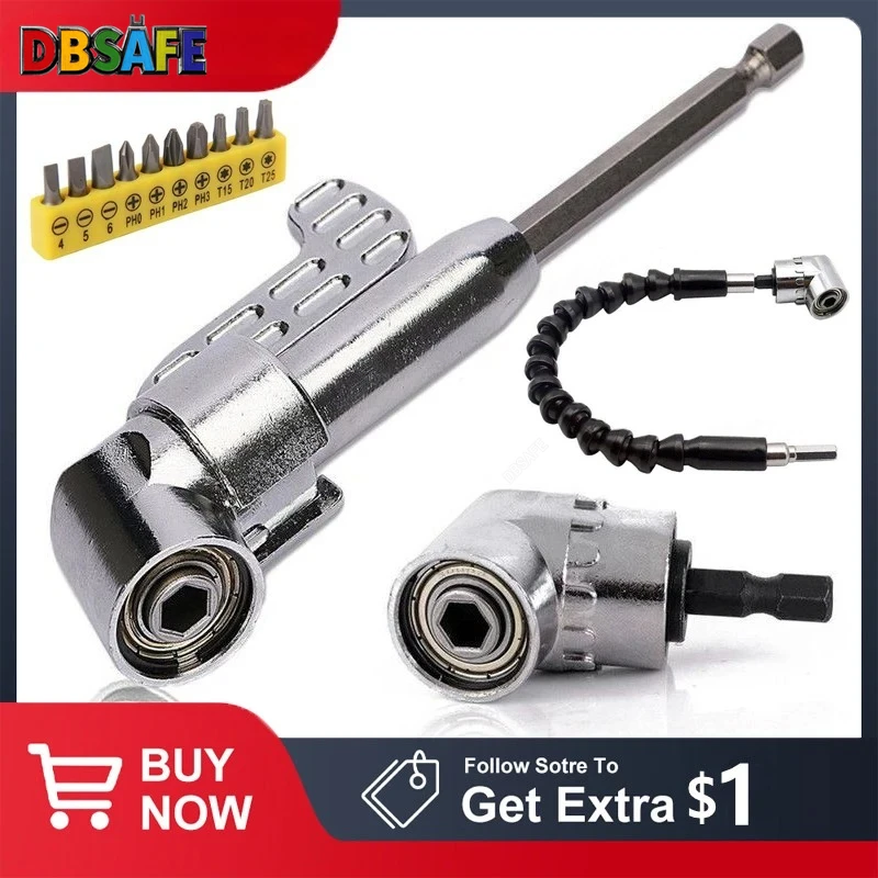 105 Degree Right Angle Drill Adapter Flexible Shaft Extension Bit for Screwdriver Hand Tools Magnetic Bit Socket Power for Drill