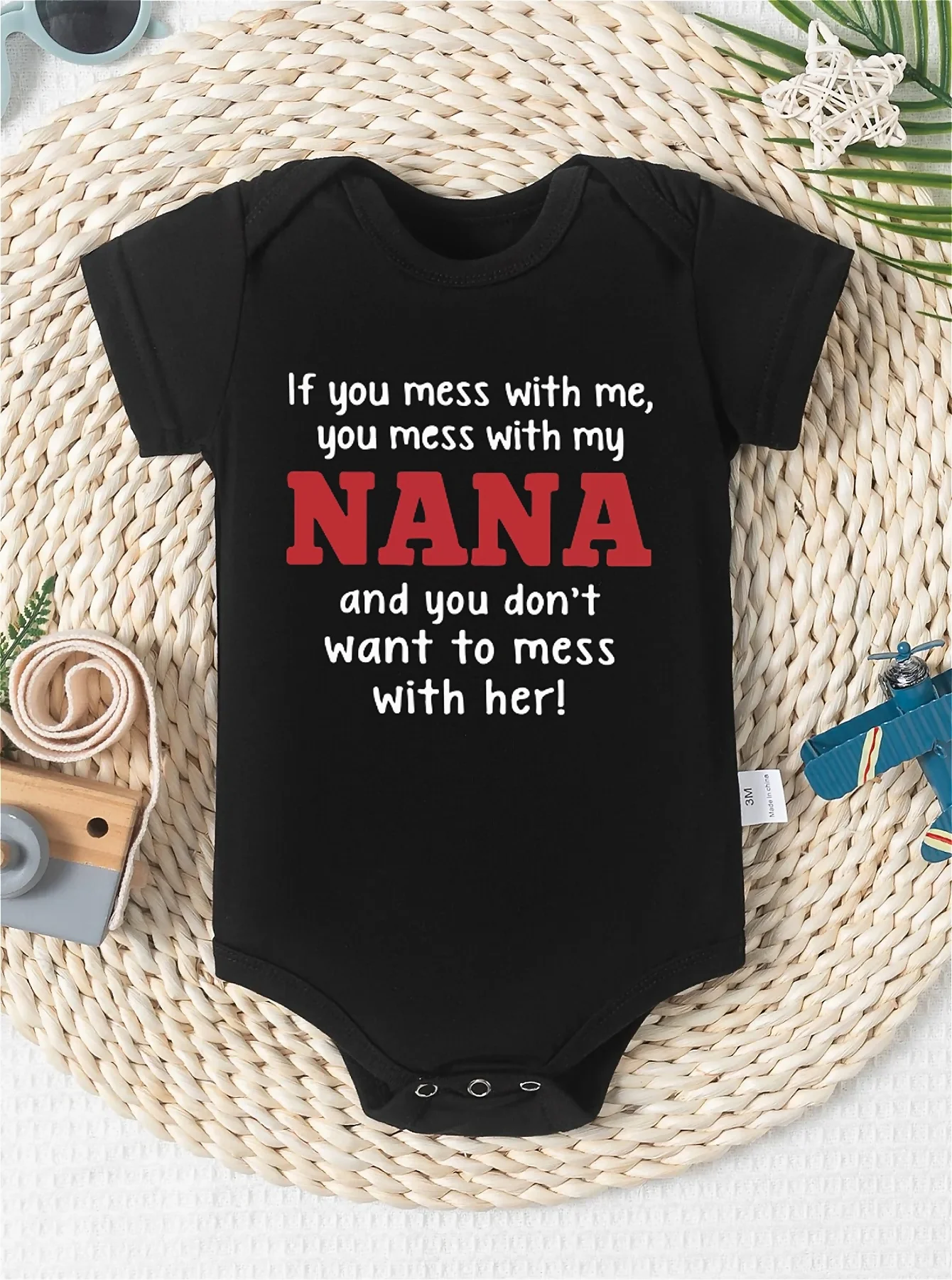 Unisex Infant Letter Print Bodysuit, White Comfy Short Sleeve Crew Neck Onesie, Kid's Indoor And Outdoor Clothing