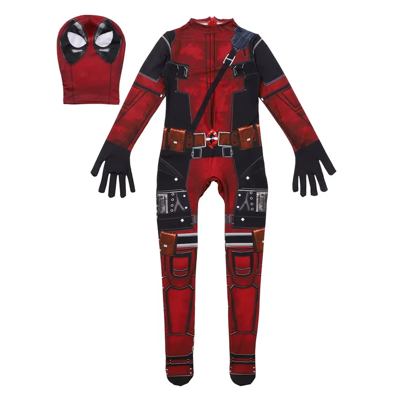 3-12Y 어린이 슈퍼 히어로 의상 영화 캐릭터 데드 풀 스타킹 단검 장난감 세트 할로윈 코스프레 의상 검 가방 선물