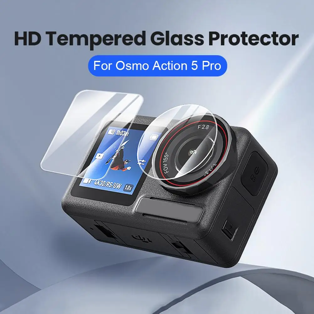 Protecteur d'écran en verre pour Dji Action 5 Pro 4, couvercle d'objectif, capuchon de film avant et arrière, accessoires, Guatemala, V6u5