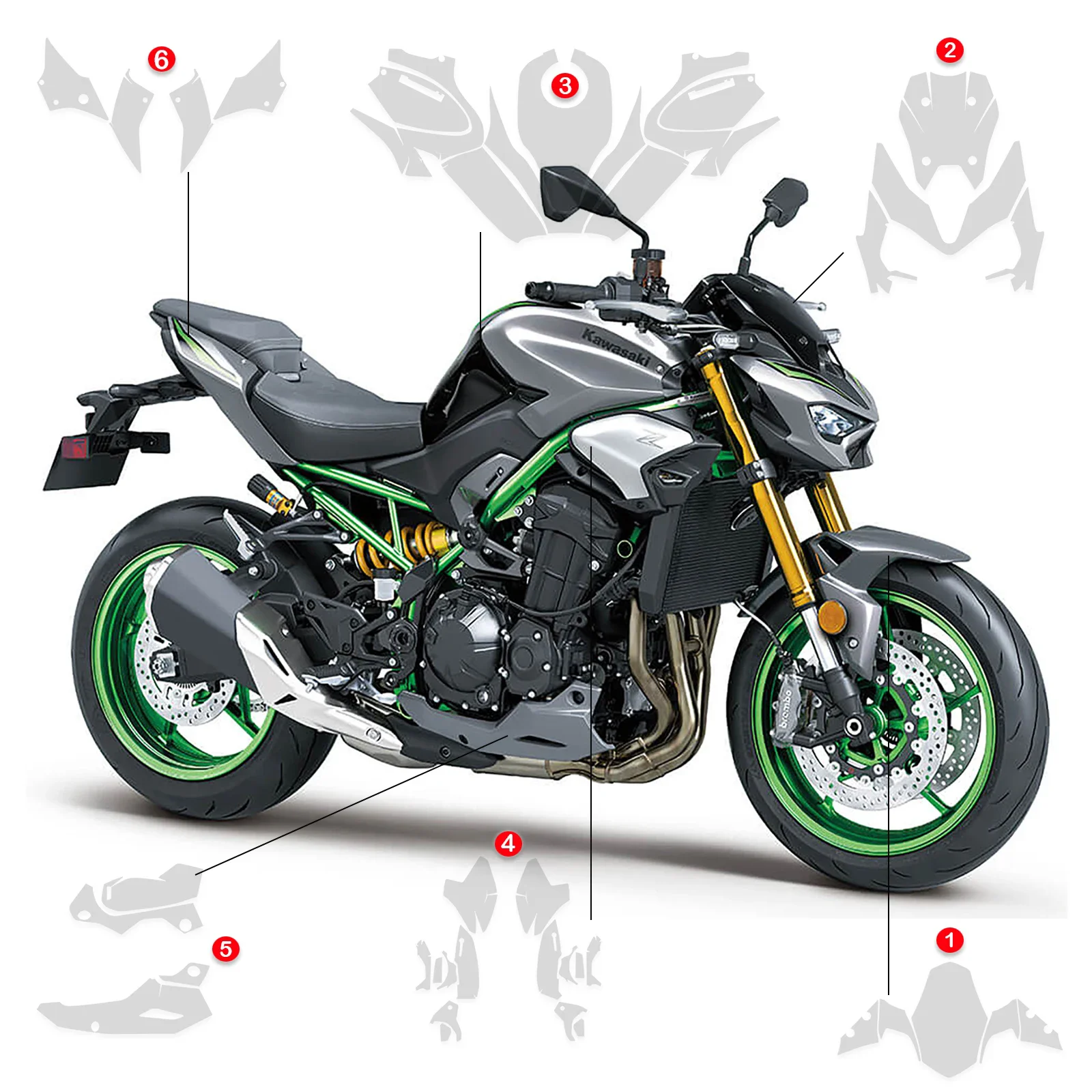 For Kawasaki Z900 Z 900 2025-2026 z900 PPF TPU Motorcycle Paint Protection Film Body Anti-Scratch Sticker Wrap Protective Kit