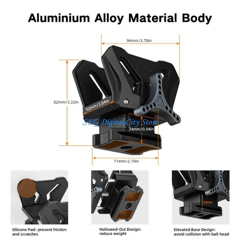 U75B سبائك الألومنيوم لقط ترايبود جبل محول تصميم خفيف الوزن توافق متعدد الأجهزة قفل آمن قابل للتعديل للفيديو #6