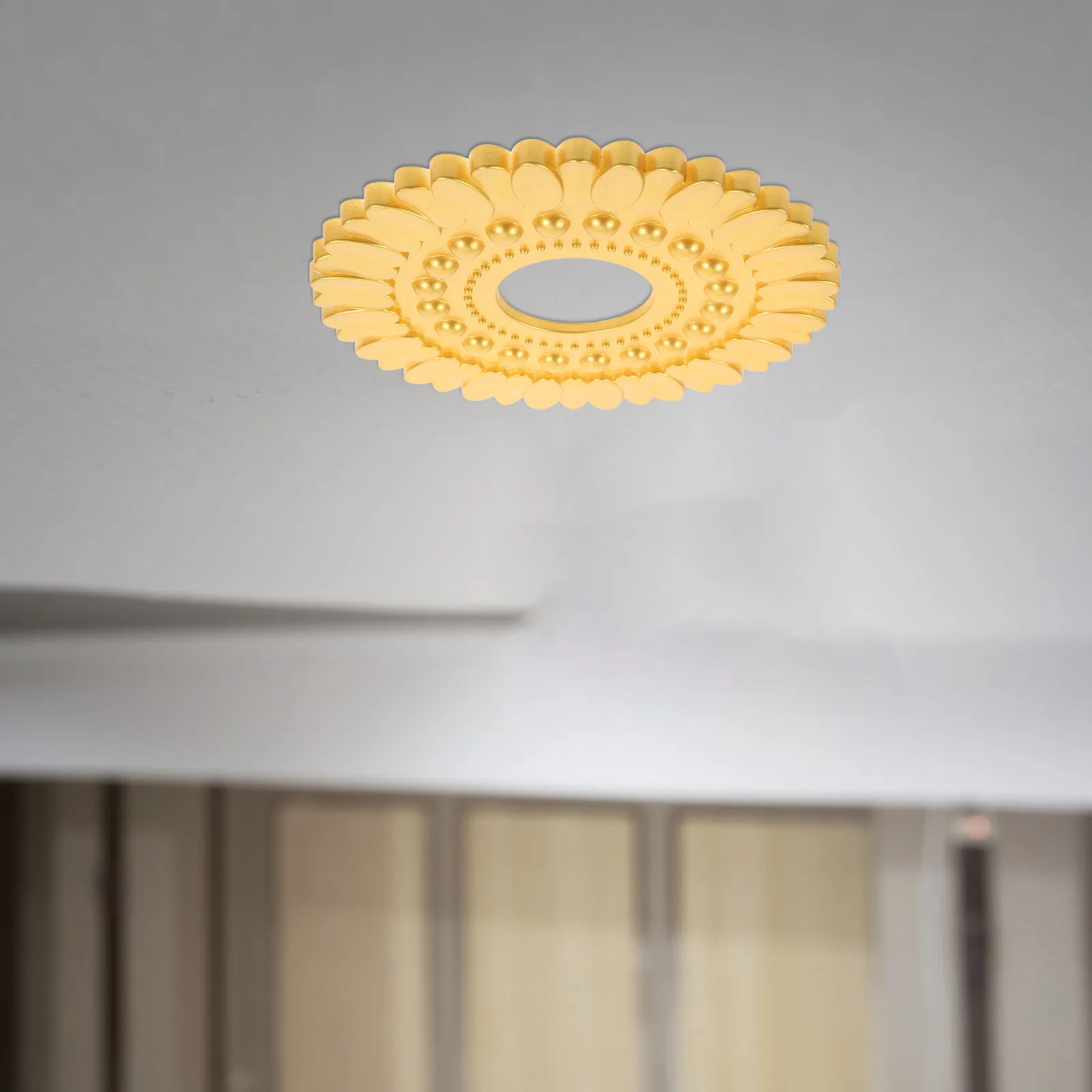 European Style Ceiling Medallion Round Decorative Solid Ps Material for Ceiling Lighting Fan Mounting Plate Indoor Fixture
