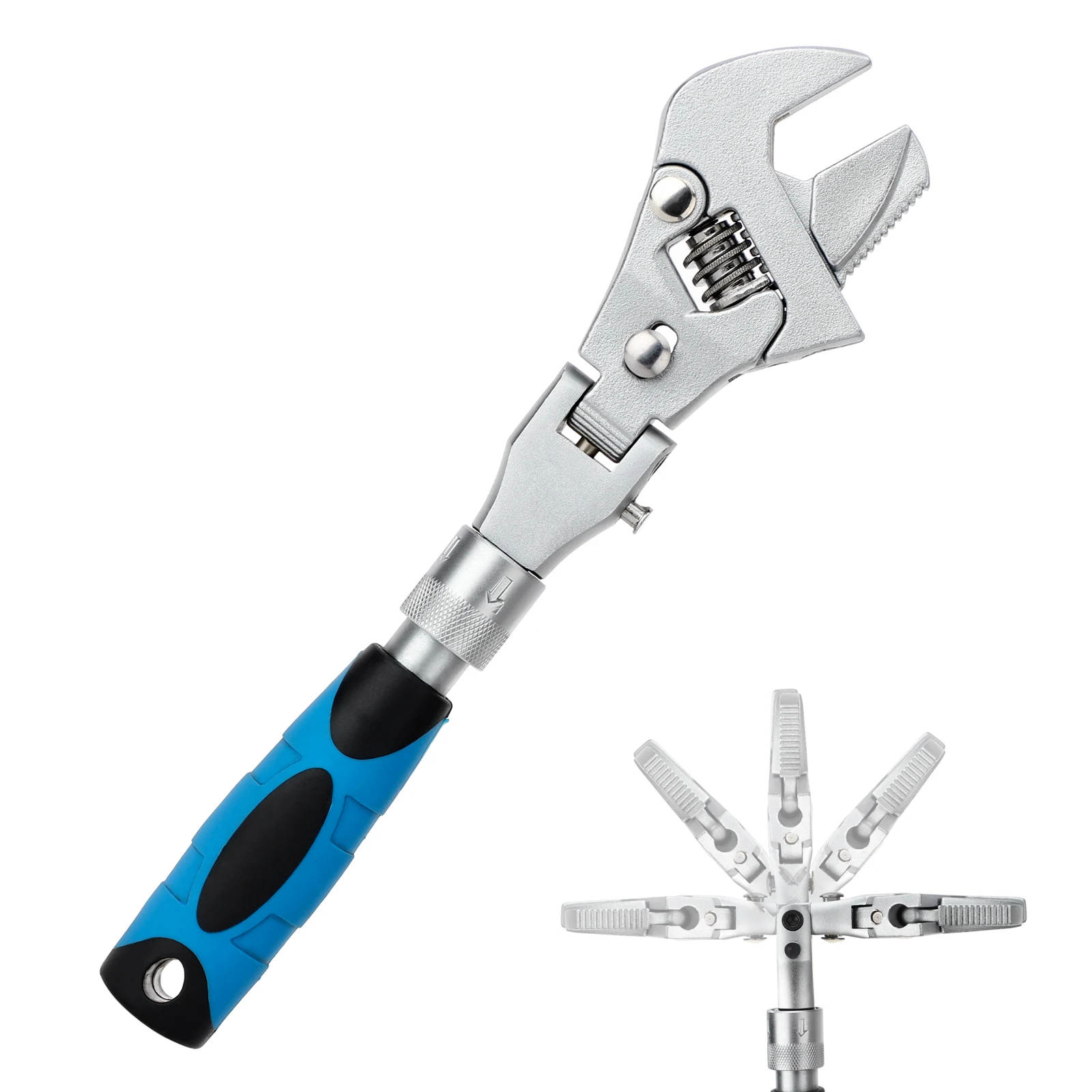 

Ratchet Adjustable Wrench 10-inch Repair Tool 5-in-1 10 Inches 10 In Can Rotate And Fold 5 In 1 Head Spine