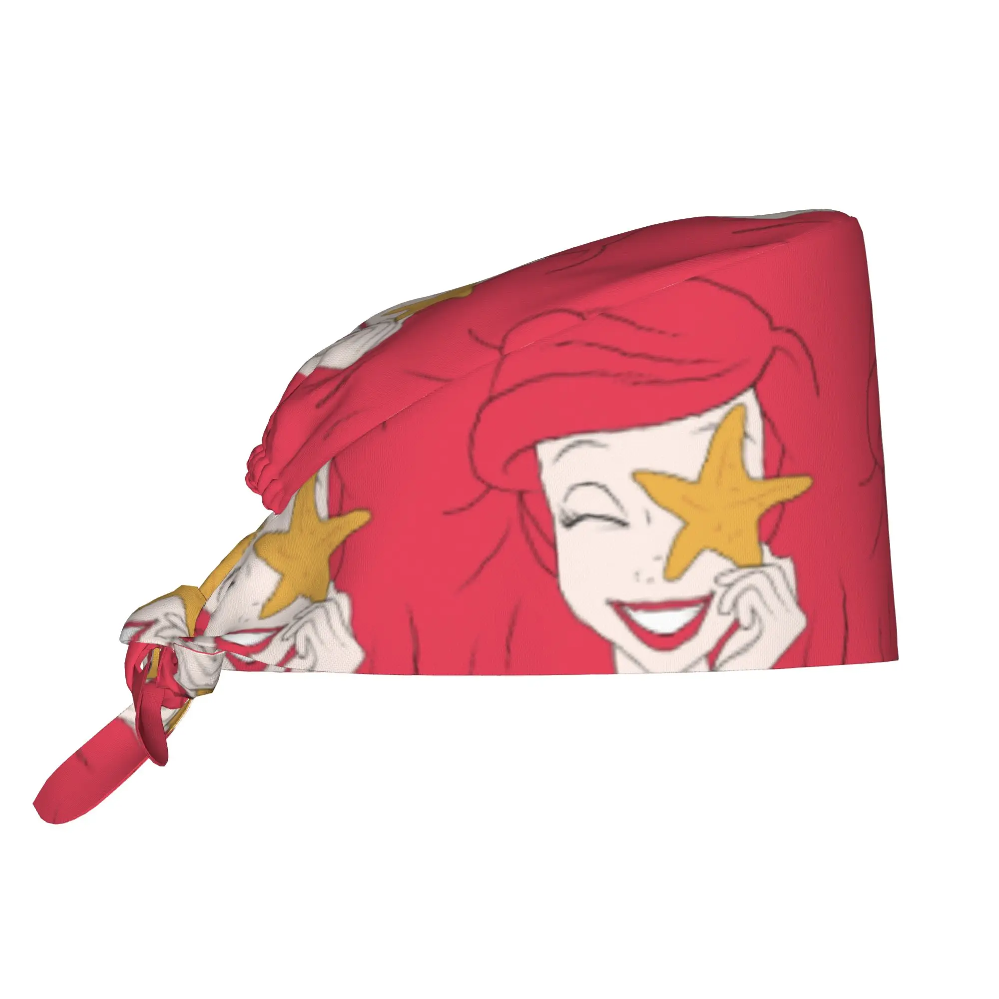 Adjustable The Little Anime M-Mermaid   Working Hat The Little Mermaid Scrub Caps Scrub Nursing Doctor Surgeon Cap for Chef