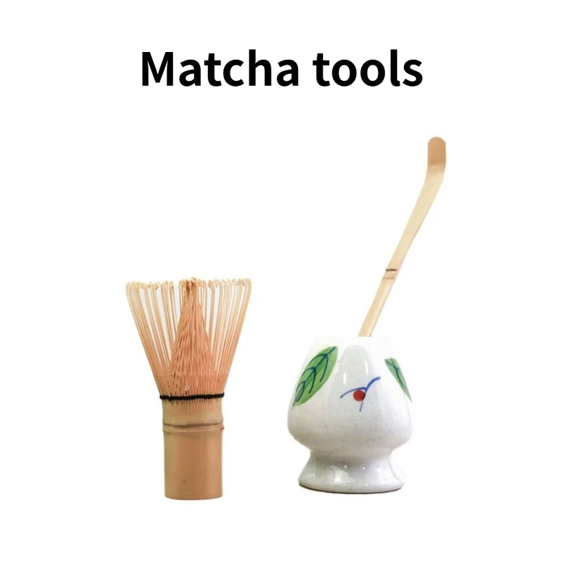 3pcs Matcha Set Tea-making ToolBamboo Whisk Tea spoon Ceramic fittings Matcha Whisk (Chasen) Tea Spoon And Scoop (Chashaku)
