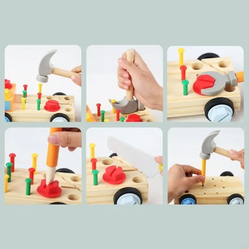 F62d Kinder Schraubenmutterbaugruppe Demontage Spielzeug Holz Hand-Augen-Gehirnentwicklungen Spielzeug Spielzeug