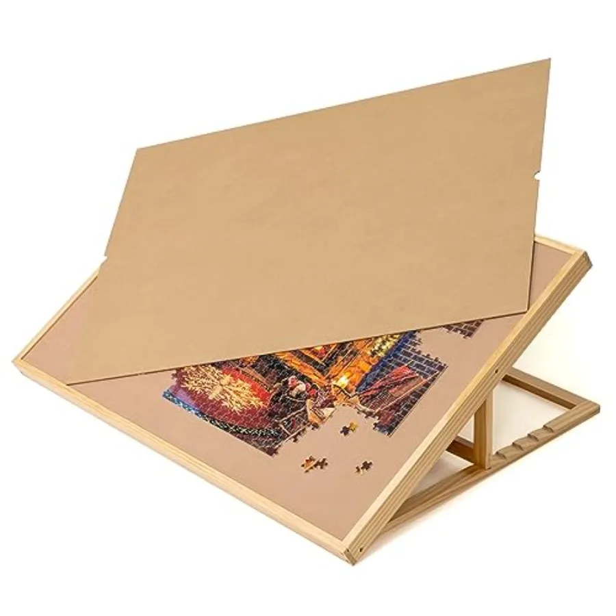 

1500 Piece Tilting Jigsaw Puzzle Board with Wooden Cover, Adjustable Puzzle Board with Built-in Easel/Stand, Portable Puzzle Ta