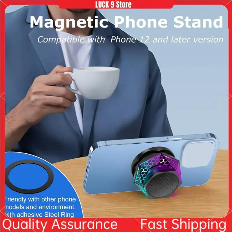 

Magnetic Drill Bluetooth Speaker, Small Wireless Speaker With Multi-RGB Color Light Show, Portable Phone Holder-AB52