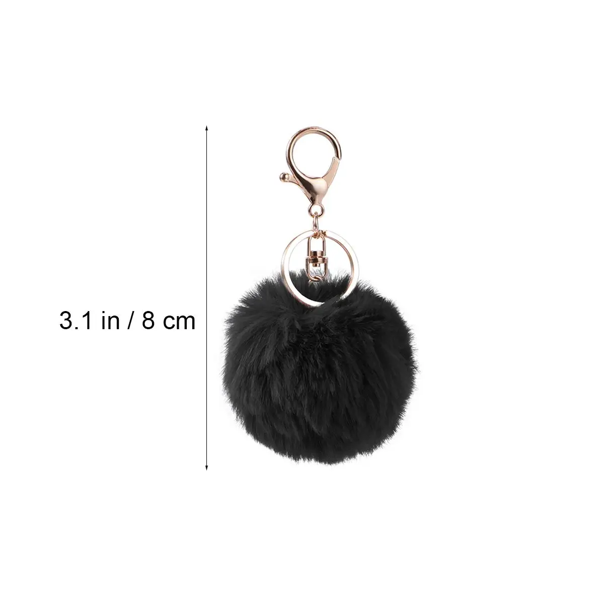 

1PC 8cm Imitation Rabbit Ball Lovelty Charm Key Chain Pendant for Car Key Ring Purse Bag Decor (Black)