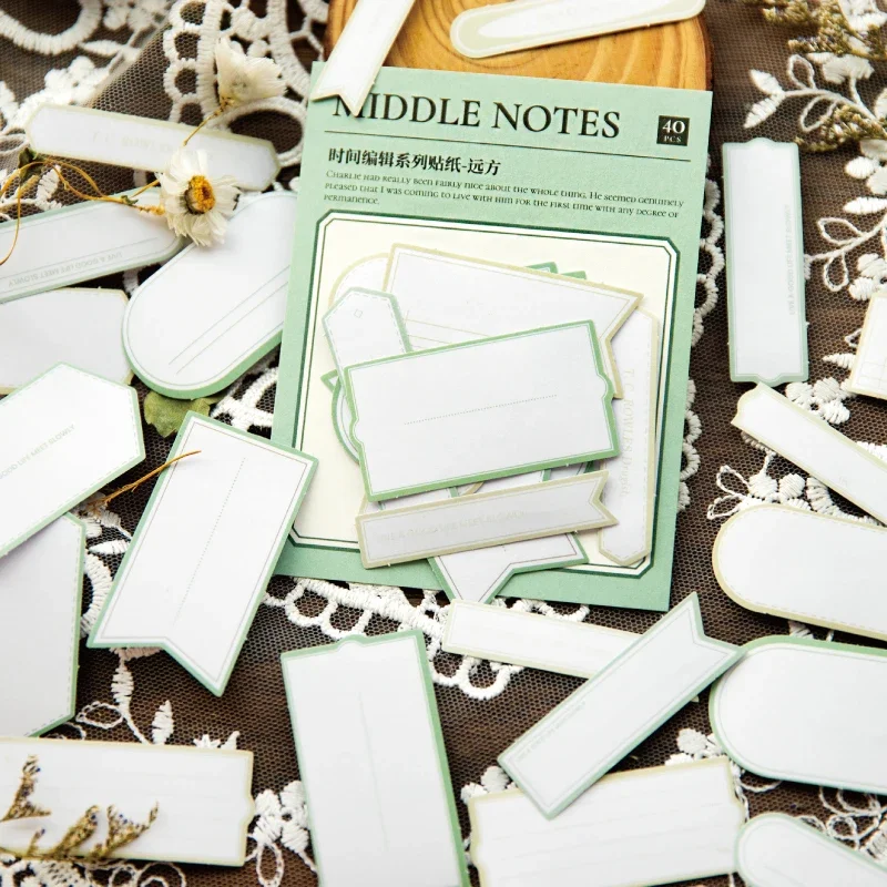 40Pcs Memo Notes Stickers Label Message Ledger Decorative Material Collage Base Paper collage handmade Scrapbooking 110*85mm