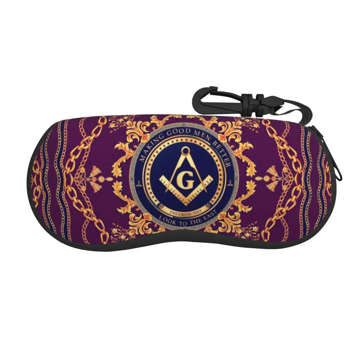 Custom Freemason Baroque Design Shell Glasses Case Unisex Fashion Masonic Mason Eyeglasses Case Sunglasses Protector Box