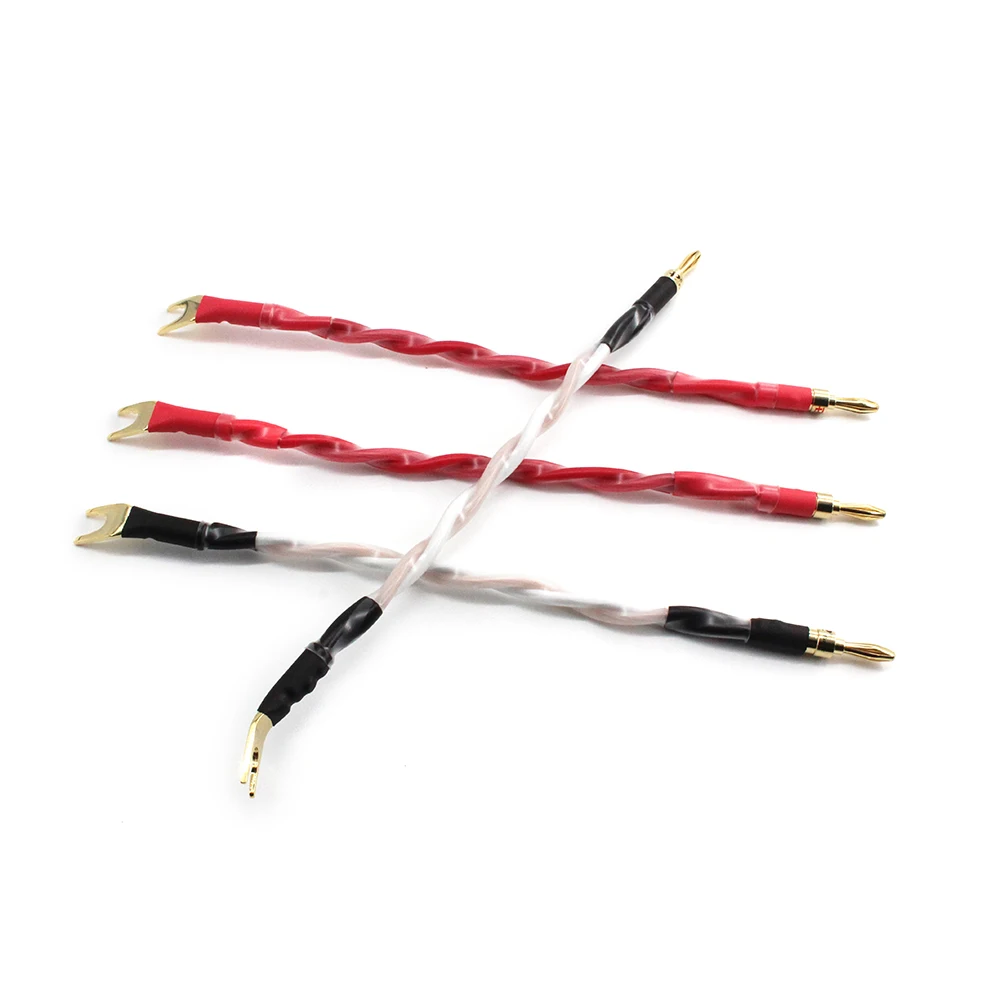 4 stücke hifi lautsprecher canare line kupfer vergoldete bananen y spaten stecker diy signal schalt verbindung brücke jumper audio kabel