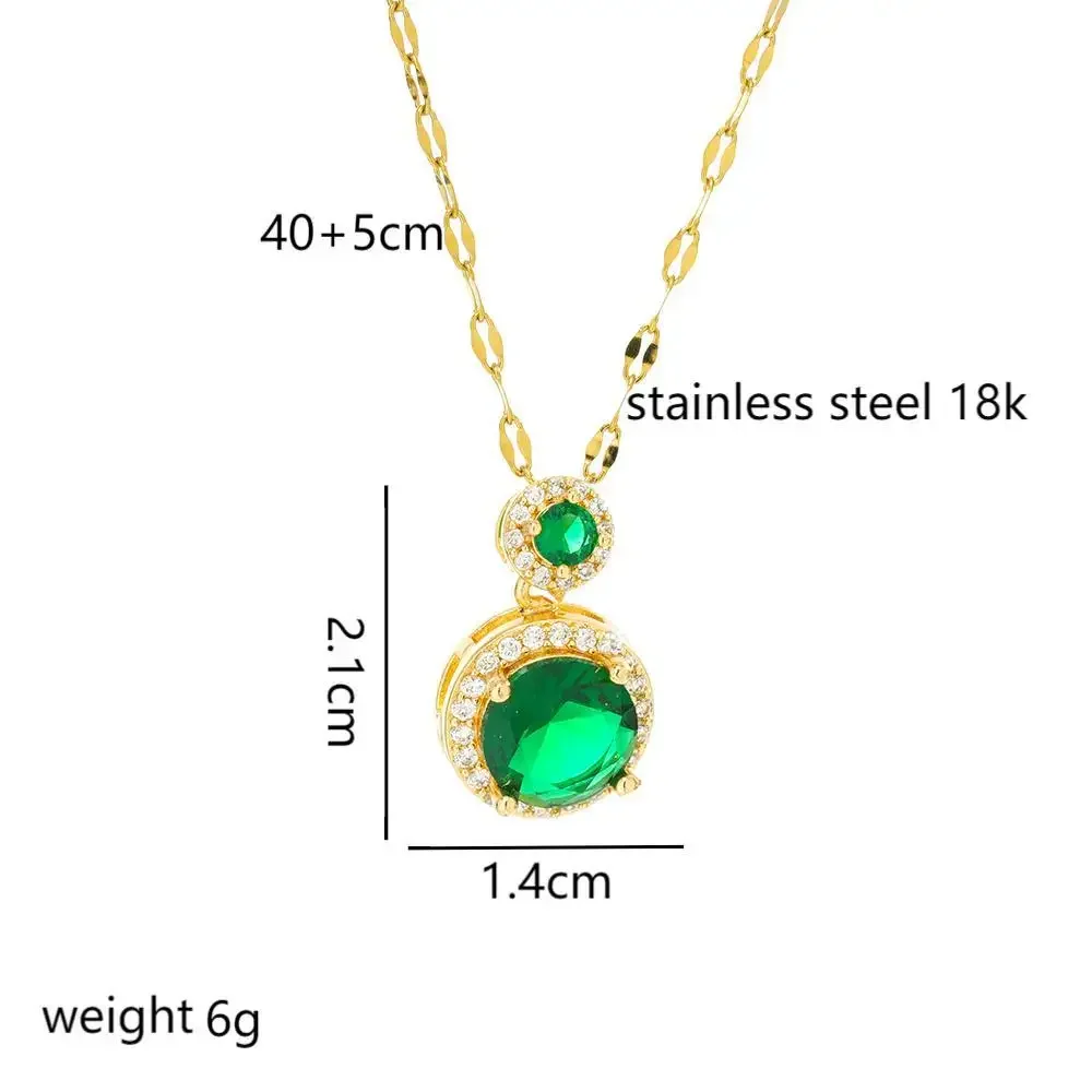 Изумрудное ожерелье из титановой стали для женщин, универсальное и уникальное, популярная цепочка на ключицу, модное.