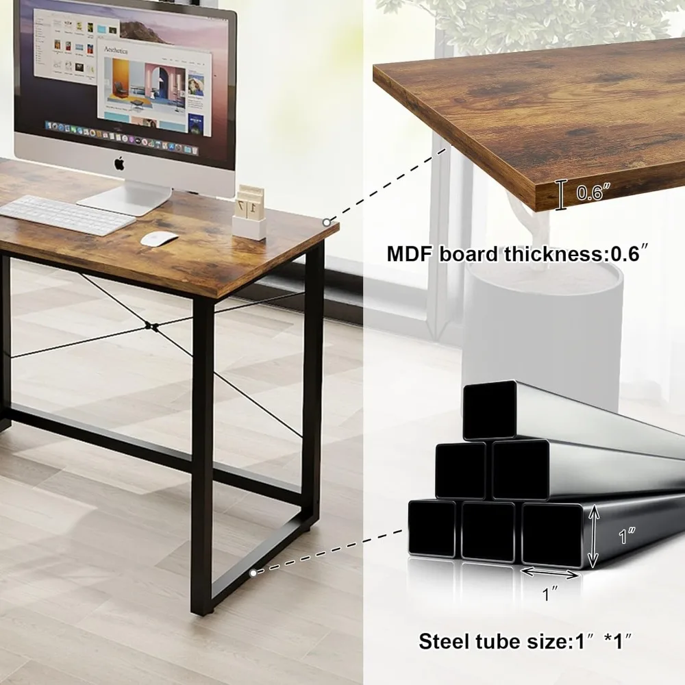 Two Person Desk with Storage Shelves, 92.5" Double Computer Desk with PC case Stand for Home Office,Retro