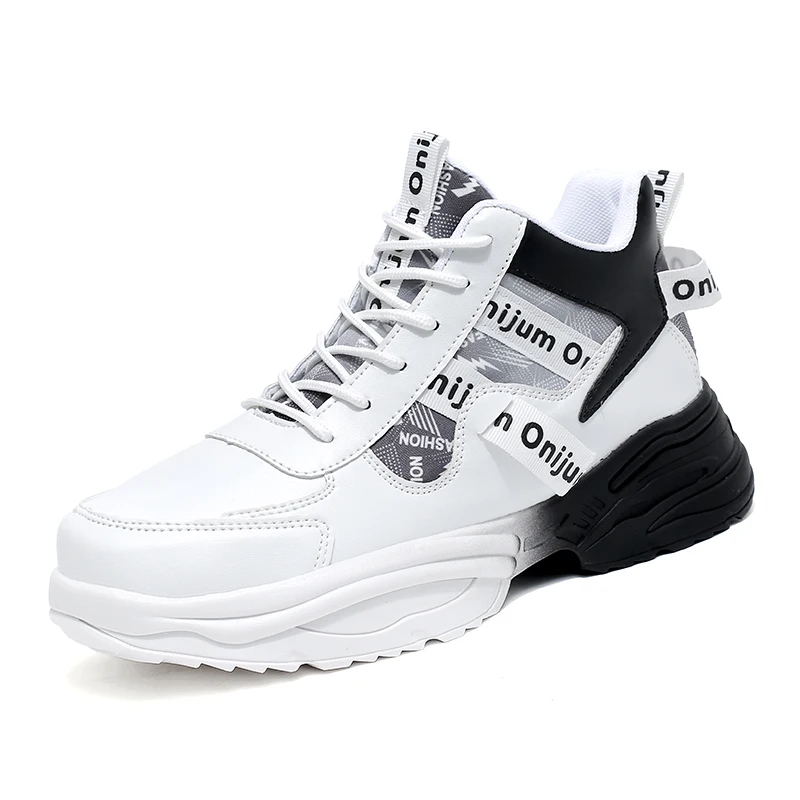 

Autumn and winter men's new breathable thick sole fashion casual sports shoes high top non-slip walking men's shoes