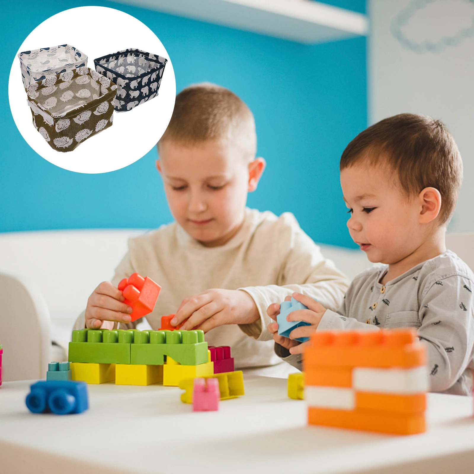 

3pcs Foldable Storage Baskets Linen Sundry Containers Waterproof Wear-Resistant Large Capacity Handle Portable Home