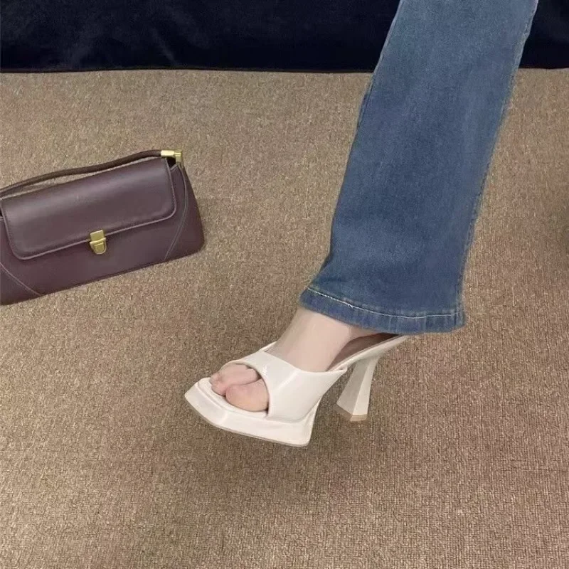

2025 женские босоножки на высоком каблуке, новые летние модные женские элегантные повседневные удобные босоножки на высоком каблуке с квадратным носком и открытым носком
