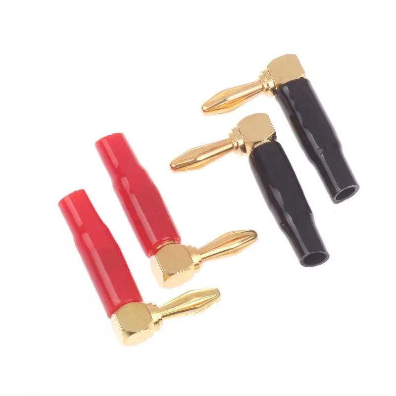 4/8Pcs Soft Plastic Shell 90° Connectors 4mm L-shaped Right Angle Banana Plugs For Audio Video & Speaker Systems