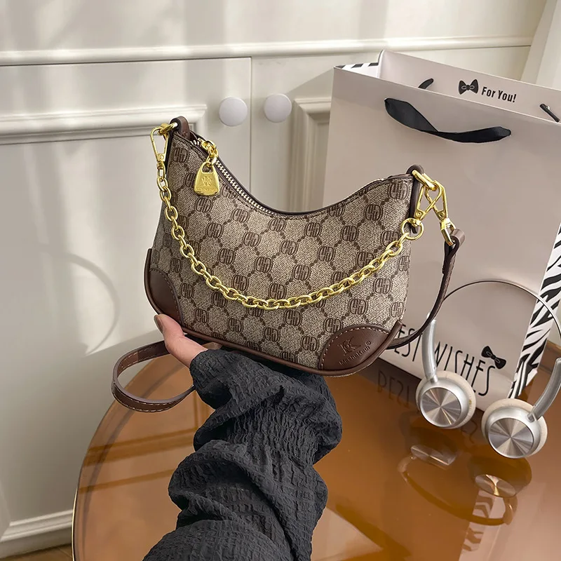 

Winter Popular New Simple Retro Fashion Light Luxury Printing Shoulder Women's Bag Designer Carefully Created Trendy Handbag