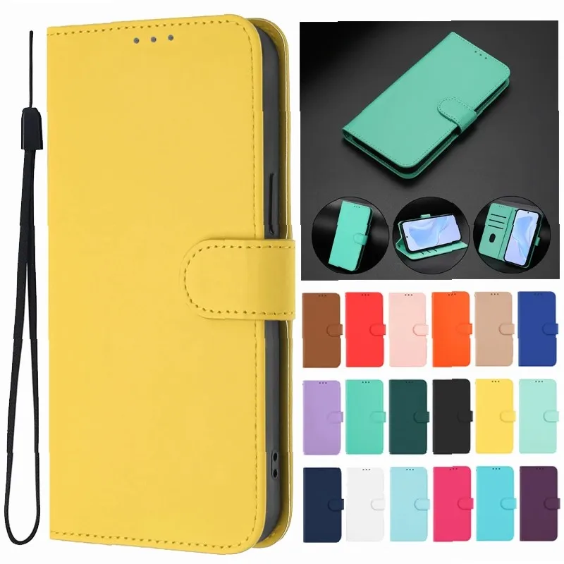 

TCL K70 Power Case, Leather Flip Cover with Candy Solid Color for TCL K70 / K70 Power / T522E / T522A Phone