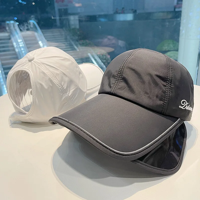 Hot Sell Cap Summer Hat Thin quick-drying Retractable Sun Block Baseball Cap women Large Visor Visor Face Display Shade Men M13