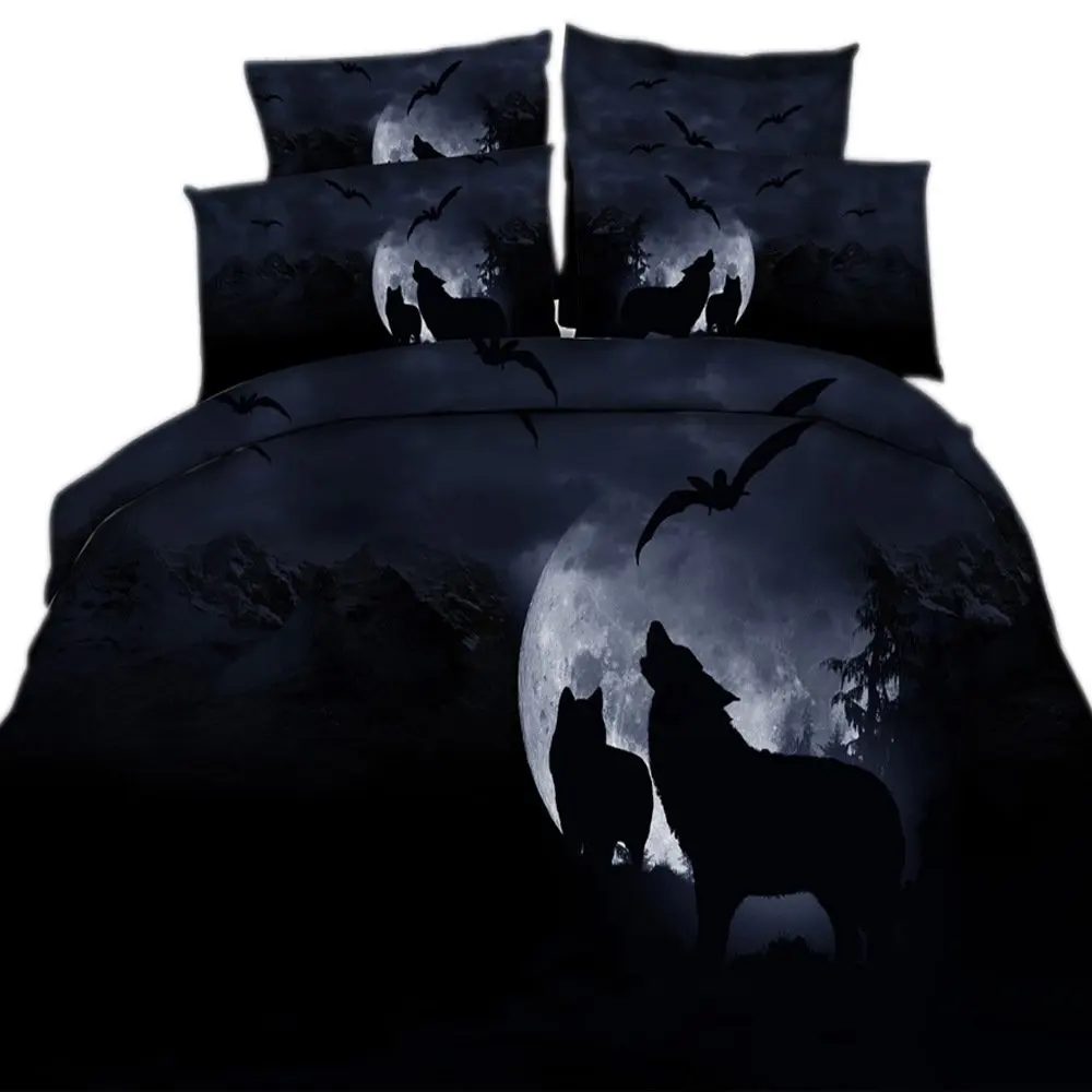Fashion Wolf Pattern Bedding Sets Animal Duvet Cover Set Queen King Size Quilt Cover Pillowcase 2/3PCS Polyester Comforter Cover
