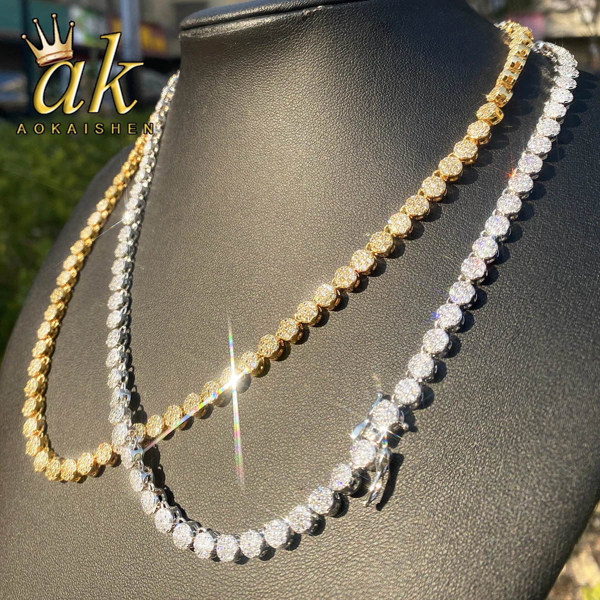 

Цепочка-чокер Aokaishen Iced Out Dot Link для женщин, с микроинкрустацией, из кубического циркония, в стиле хип-хоп