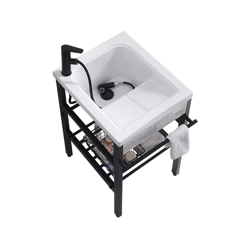 Ceramic laundry pool Small apartment stainless steel bracket basin