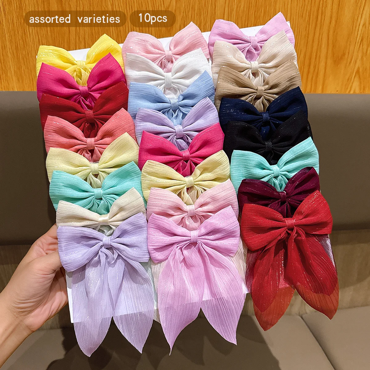 10 colors of random bow hair clips suitable for daily use as hair accessories