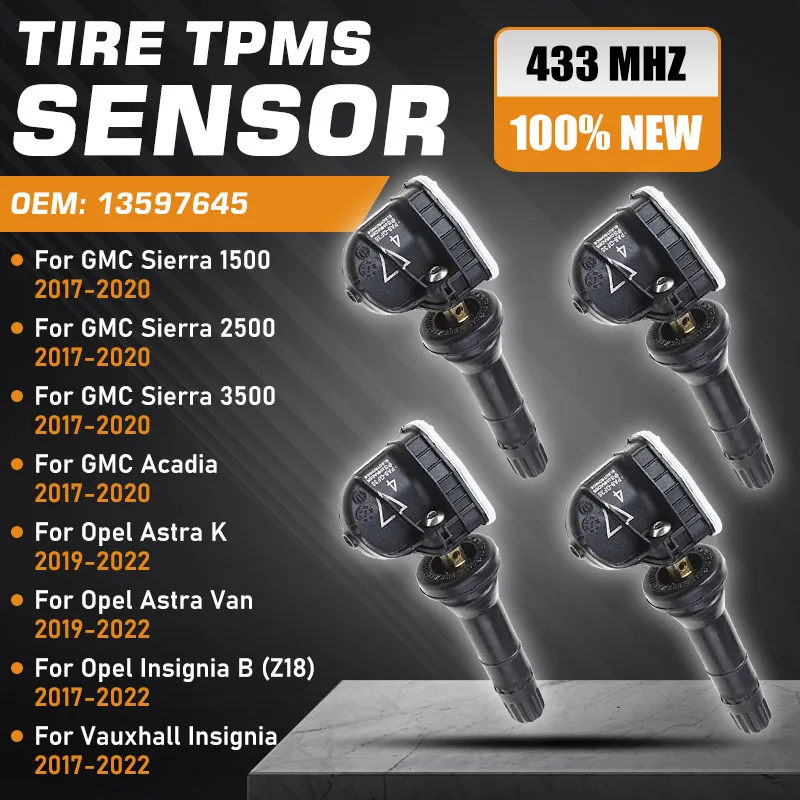 

Tire Pressure Sensor For GMC Sierra GMC Acadia 2017-2020 TPMS Opel Astra K 2019-2022 Opel Insignia Z18 2017-2022 13597645 433MHZ