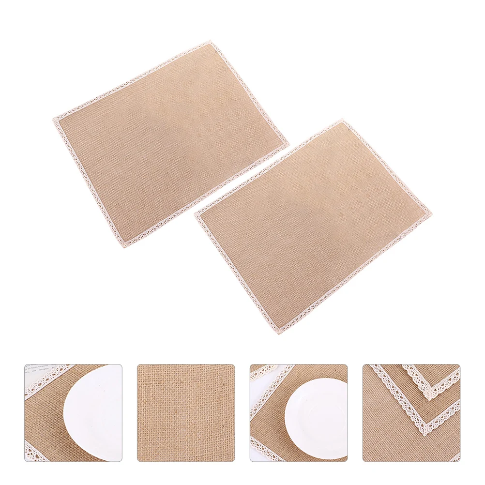 

2pcs Linen Table Mats Waterproof Reusable Beige Tan Placemats Absorbent Coasters Foldable Dining Decoration Easy Wash Household