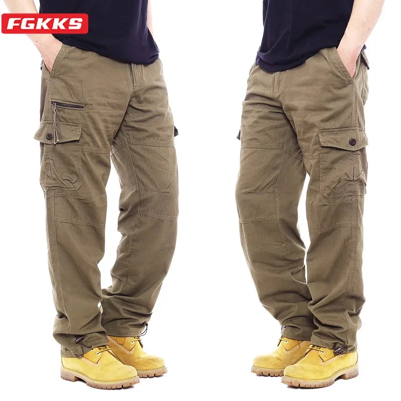 

FGKKS 2024 Outdoor Casual Pants For Men Multi-Pocket Stylish Breathable Overalls High Quality Streetwear Casual Pants For Men