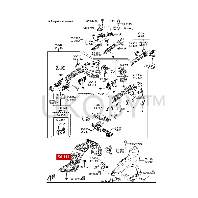 BFF456140 BFF456130 Suitable for Ma zd a 5 Ma 3 Star Cheng Front and rear wheel fender leaf lining