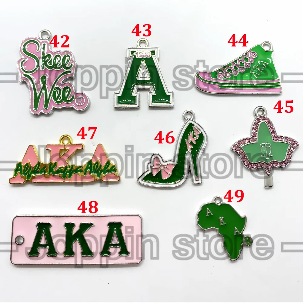 Exquisite green pink enamel metal sorority society symbol jewelry DIY pendant accessories