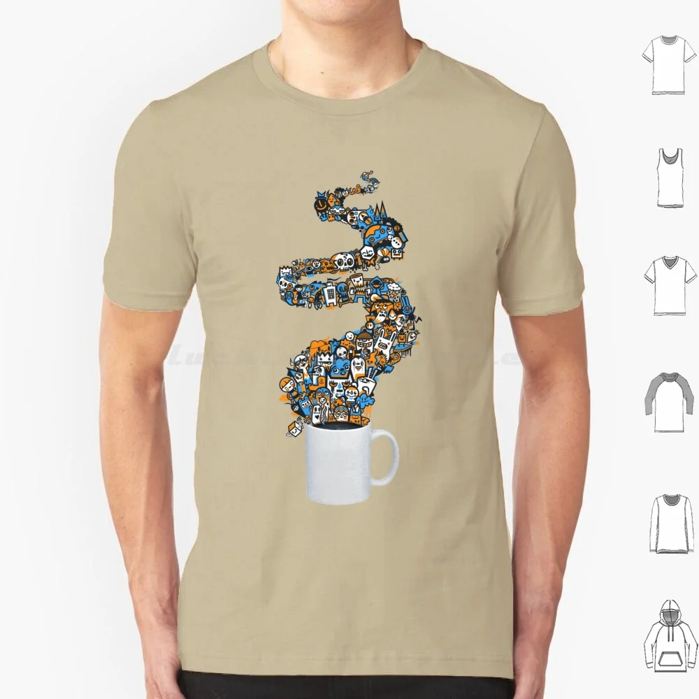 Wakey Wakey T Shirt Cotton Men Women Diy Print Coffee Coffee Lover Doodles Doodle Characters Cute Java Cup Of Joe Illustrated