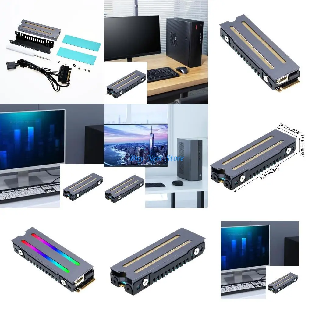 

20CE RGB Aluminum Alloy M.2 SSD Cooling Heat Sink M.2 NVMe 2280 Solid States Hard Disk Sync ARGB Heat Coolers Radiator