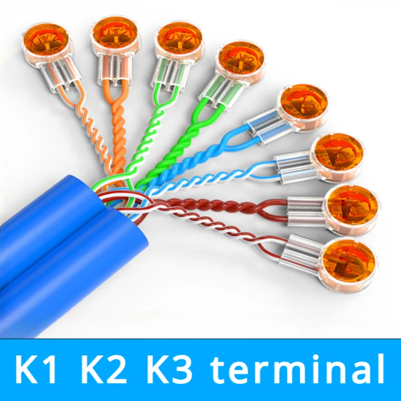 Connecteur K1 K2 K3 CriAJConnection, câblage étanche politiquement, câble Ethernet, terminal de fil téléphonique, 30 pièces