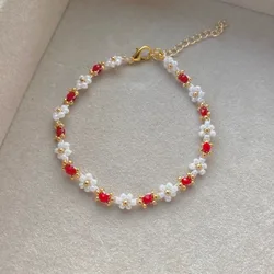 A beaded flower bracelet, a gift for her,