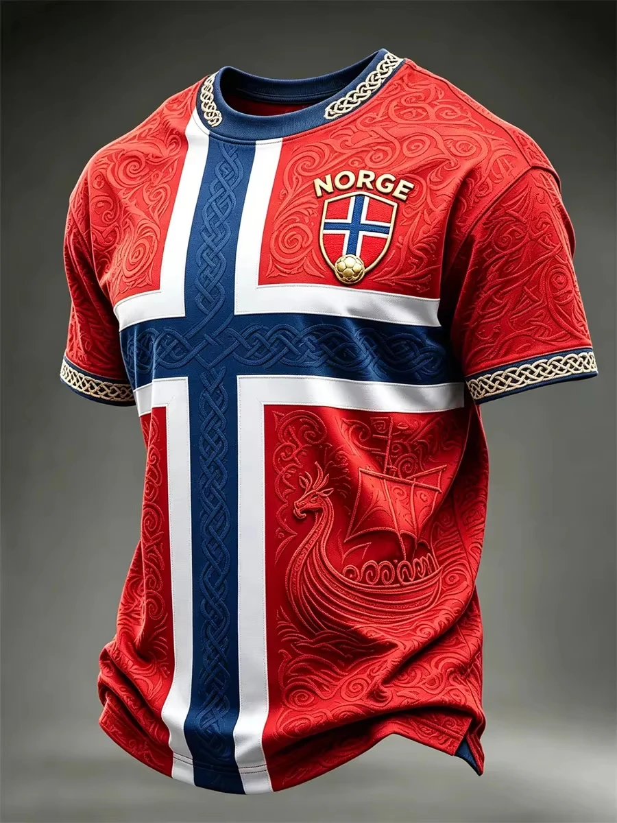 Summer Viking Clothing - قميص كرة قدم نرويجي للأطفال/البالغين والرجال