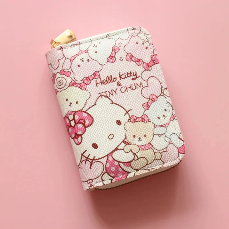 Sanrio Hello Kitty Coin Purse Cinnamoroll My Melody Kuromi Cinnnamoroll Wallet Keychain Bags Card Holder Clutch Pouch Girls Gift