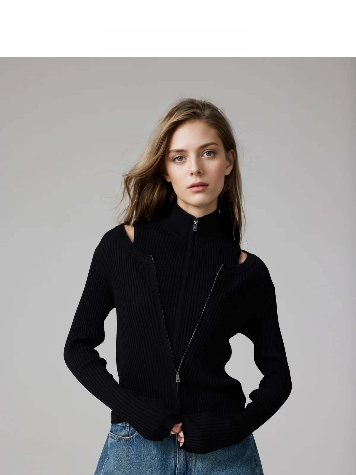 

WIT Faionable Long Sve Knitted Zipper Cardigan Slim Fit Silk Cotton Blend Commute Sle Women's Knitwear Vest