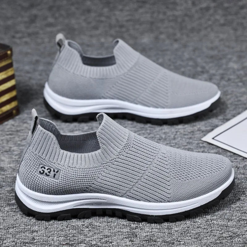 

Men Breathable Mesh Shoes Fashion Outdoor Casual Shoes Light Walking Flats Vulcanized Shoes for Men Slip-On Loafers New Sneakers